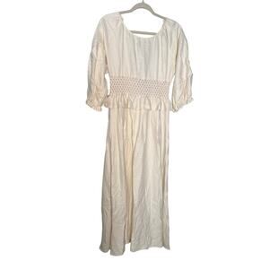 Alejandra Alonso Rojas prairie cream dress silk and linen blend midi